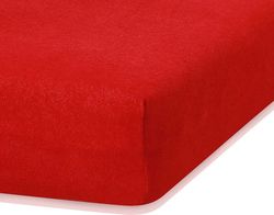 Červené elastické prostěradlo s vysokým podílem bavlny AmeliaHome Ruby, 80/90 x 200 cm