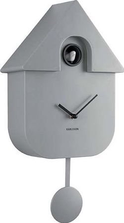 Šedé nástěnné kyvadlové hodiny Karlsson Modern Cuckoo, 21,5 x 41,5 cm