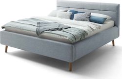 Modrá čalouněná dvoulůžková postel s úložným prostorem s roštem 160x200 cm Lotte - Meise Möbel