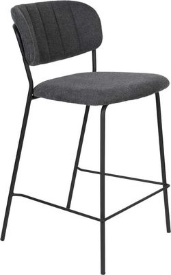 Sada 2 tmavě šedých barových židlí s černými nohami White Label Jolien, výška 89 cm