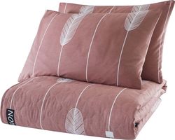 Růžový přehoz přes postel se 2 povlaky na polštář z ranforce bavlny EnLora Home Modena, 225 x 240 cm