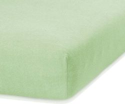 Světle zelené elastické prostěradlo s vysokým podílem bavlny AmeliaHome Ruby, 140/160 x 200 cm