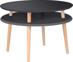 Grafitově šedý konferenční stolek s přírodními nohami Ragaba UFO, Ø 70 cm