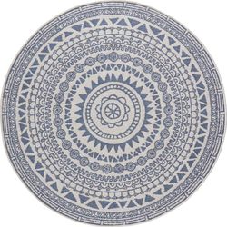 Modro-krémový venkovní koberec Bougari Coron, ø 200 cm