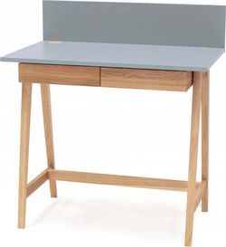 Šedý psací stůl s podnožím z jasanového dřeva Ragaba Luka, délka 85 cm