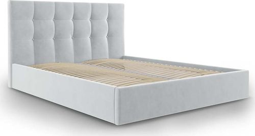 Světle šedá sametová dvoulůžková postel Mazzini Beds Nerin, 180 x 200 cm