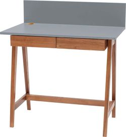 Šedý psací stůl s podnožím z jasanového dřeva Ragaba Luka Oak, délka 85 cm
