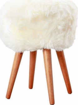 Stolička s bílým sedákem z ovčí kožešiny Native Natural, ⌀ 30 cm