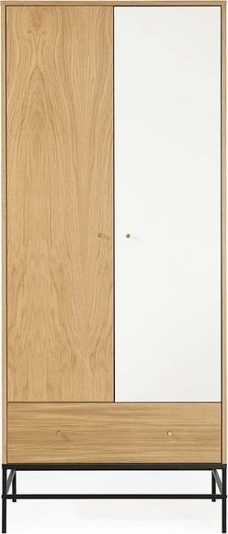 Bílá šatní skříň v dekoru dubu 80x190 cm Flora - Woodman