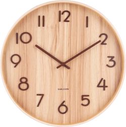 Světle hnědé nástěnné hodiny z lipového dřeva Karlsson Pure Medium, ø 40 cm