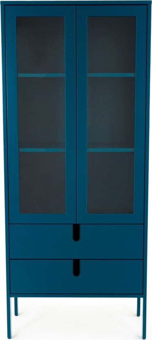 Petrolejově modrá vitrína Tenzo Uno, šířka 76 cm