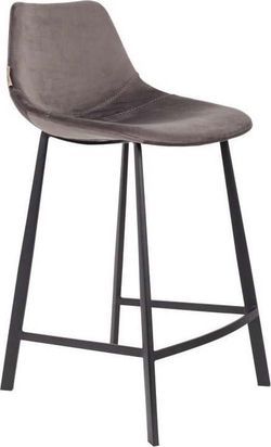 Sada 2 šedých barových židlí se sametovým potahem Dutchbone, výška 91 cm