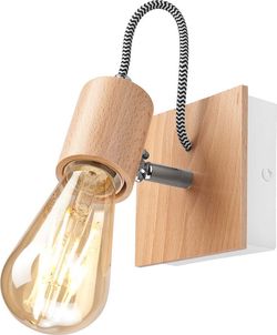 Dřevěná nástěnná lampa s bílým detailem LAMKUR Gustavo