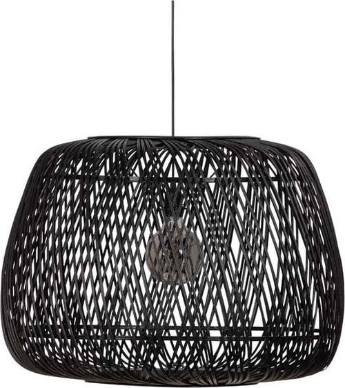 Černá závěsná lampa z bambusu WOOOD Moza, ø 70 cm