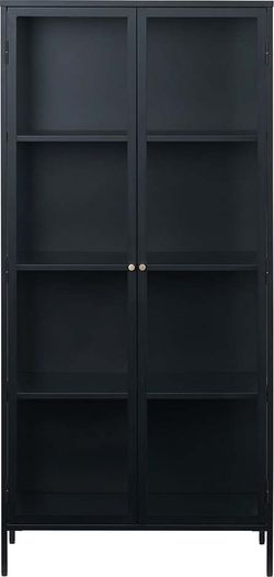 Černá vitrína Unique Furniture Carmel, výška 190 cm
