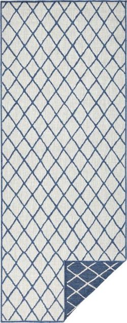 Modro-krémový venkovní koberec NORTHRUGS Malaga, 80 x 250 cm