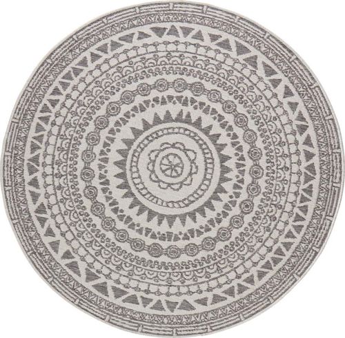 Šedo-krémový venkovní koberec Bougari Coron, ø 200 cm