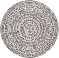 Šedo-krémový venkovní koberec Bougari Coron, ø 200 cm
