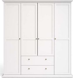 Bílá šatní skříň Tvilum Paris, 181 x 200,6 cm