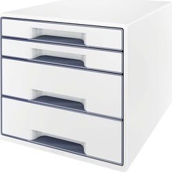 Bílo-šedý zásuvkový box Leitz WOW CUBE, 4 zásuvky