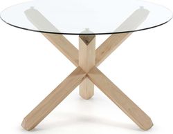 Dubový jídelní stůl se skleněnou deskou La Forma Nori, ø 120 cm