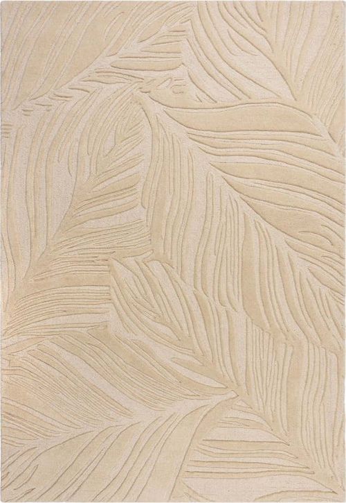 Béžový vlněný koberec Flair Rugs Lino Leaf, 160 x 230 cm