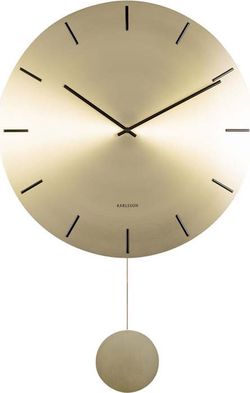 Nástěnné kyvadlové hodiny ve zlaté barvě Karlsson Impressive, ø 20 cm