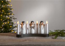 Bílý vánoční svícen Star Trading Angel Choir, délka 31 cm