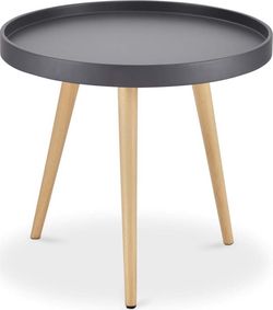 Šedý odkládací stolek s nohami z bukového dřeva Furnhouse Opus, Ø 50 cm