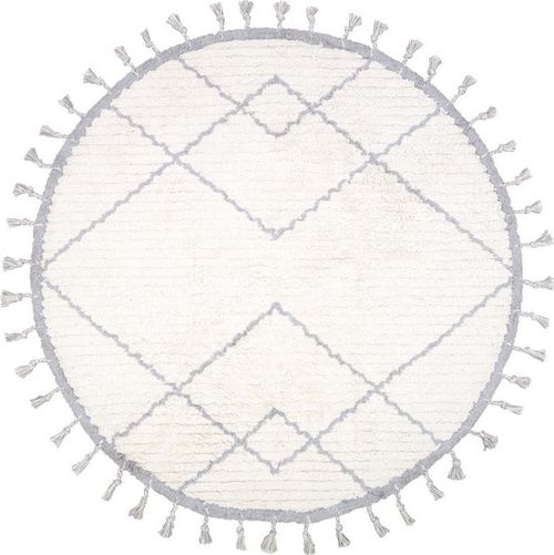 Bílo-šedý bavlněný ručně vyrobený koberec Nattiot, ø 120 cm