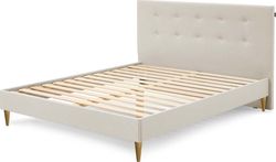 Béžová dvoulůžková postel Bobochic Paris Rory Light, 160 x 200 cm